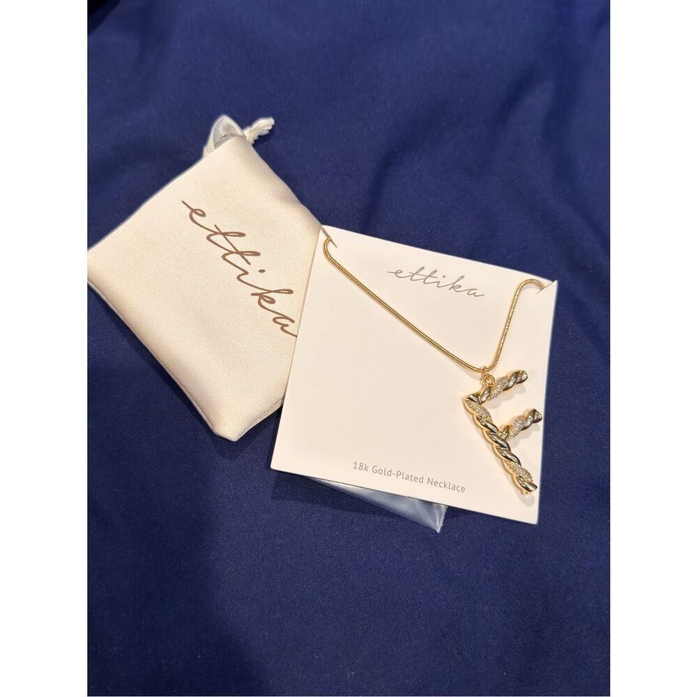 ettika Gold-Tone Twisted Letter F Pendant Necklace - Gold
